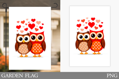 Valentines Owl Garden Flag. Valentines Garden Flag Design Product Image 1