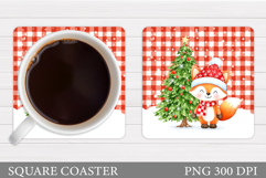 Christmas Fox Coaster. Christmas Coaster Sublimation Product Image 1
