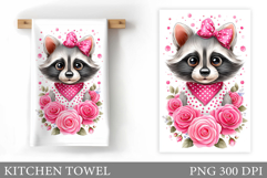 Raccoon Kitchen Towel Design. Cute Raccoon Kitchen Towel Product Image 1