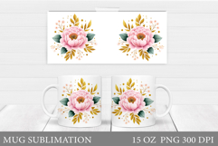 Peony Mug Design. Flowers Mug Sublimation Product Image 1