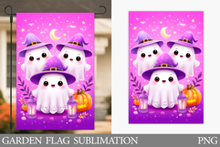 Cute Halloween Garden Flag. Cute Ghost Pumpkin Garden Flag Product Image 1
