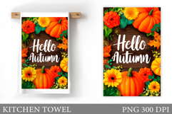 Pumpkin Kitchen Towel Design. Fall Kitchen Towel Sublimation Product Image 1