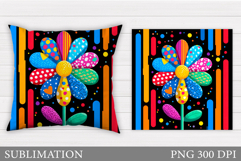 Flower Pillow Design. Floral Pillow Sublimation Product Image 1