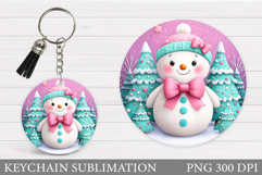 Cute Snowman Keychain Design. Christmas Keychain Sublimation Product Image 1