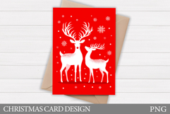 Christmas Deer Card Printable. Christmas Card Design Product Image 1