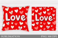 Hearts Pillow Design. Valentines Pillow Sublimation Product Image 1