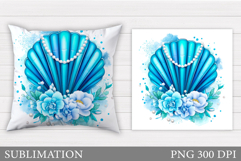 Seashell Pillow Design. Starfish Pillow Sublimation Product Image 1