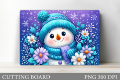 Cute Snowman Cutting Board. Winter Cutting Board Sublimation Product Image 1