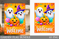 Cute Halloween Garden Flag. Cute Ghost Pumpkin Garden Flag Product Image 1