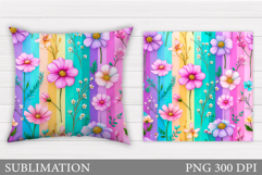 Floral Pillow Design. Flowers Pillow Sublimation Product Image 1