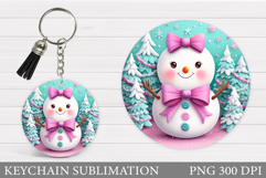 Cute Snowman Keychain Design. Christmas Keychain Sublimation Product Image 1