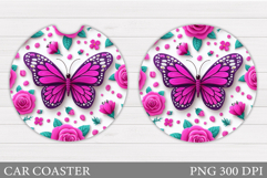 Butterfly Car Coaster Design. Roses Car Coaster Sublimation Product Image 1