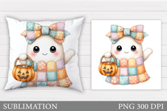 Halloween Ghost Pillow Design. Cute Ghost Sublimation Product Image 1