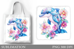 Cute Dolphin Tote Bag Design. Dolphin Sublimation Product Image 1