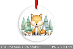 Cute Fox Christmas Ornament. Christmas Ornament Sublimation Product Image 1