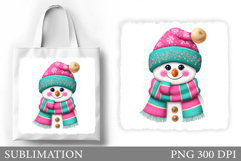Cute Snowman Tote Bag Sublimation. Christmas Tote Bag Design Product Image 1