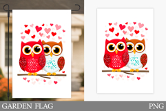 Valentines Owl Garden Flag. Valentines Garden Flag Design Product Image 1