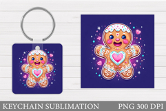 Cute Gingerbread Keychain. Christmas Keychain Sublimation Product Image 1