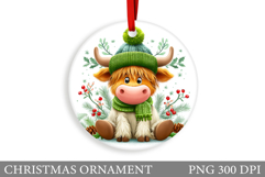 Cute Cow Christmas Ornament. Christmas Ornament Sublimation Product Image 1