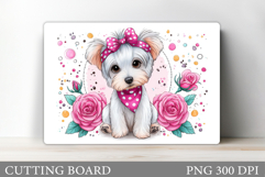 Cute Dog Cutting Board Design. Dog Flowers Cutting Board Product Image 1