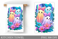 Cute Ghost Kitchen Towel Design. Cute Ghost Sublimation Product Image 1