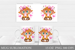 Valentines Cow Mug Sublimation. Valentines Mug Wrap Design Product Image 1
