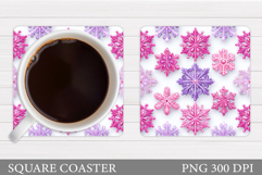 Snowflakes Coaster Sublimation. Winter Square Coaster Product Image 1