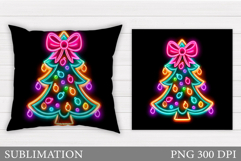 Christmas Tree Pillow Design. Christmas Pillow Sublimation Product Image 1