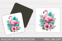 Flamingo Magnet Design. Tropical Magnet Sublimation Product Image 1