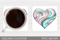 Heart Coaster Design. Valentine Coaster Sublimation Product Image 1