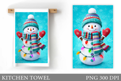 Cute Snowman Kitchen Towel. Christmas Kitchen Towel Design Product Image 1