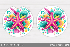Starfish Car Coaster Design. Sea Car Coaster Sublimation Product Image 1