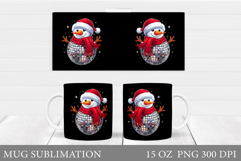 Disco Snowman Mug Design. Christmas Mug Sublimation Product Image 1