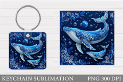Whale Keychain Sublimation. Whale Sublimation Product Image 1