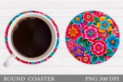 Floral Coaster Sublimation. Flowers Coaster Design Product Image 1