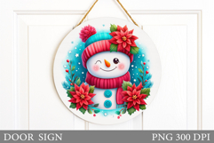 Cute Snowman Door Sign Design. Christmas Sublimation Product Image 1