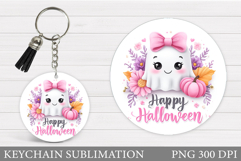 Halloween Keychain Sublimation. Ghost Keychain Design Product Image 1