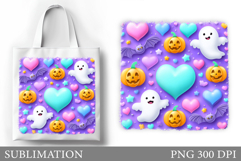 Ghost Tote Bag Sublimation. Halloween Tote Bag Design Product Image 1
