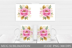 Floral Mug Wrap Design. Flower Mug Sublimation Product Image 1