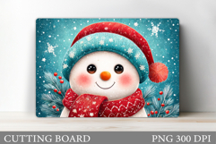 Cute Snowman Cutting Board. Winter Cutting Board Sublimation Product Image 1