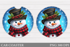 Cute Snowman Car Coaster. Christmas Car Coaster Sublimation Product Image 1