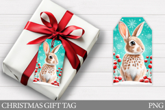 Christmas Bunny Gift Tag. Christmas Gift Tag Printable Product Image 1