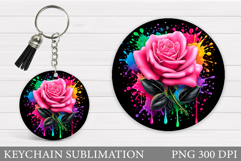 Roses Keychain Sublimation. Flowers Keychain Design Product Image 1