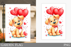 Valentines Dog Garden Flag. Valentines Garden Flag Design Product Image 1