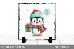 Christmas Penguin Slate Design. Cute Penguin Sublimation Product Image 1