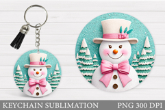Cute Snowman Keychain Sublimation. Christmas Keychain Design Product Image 1