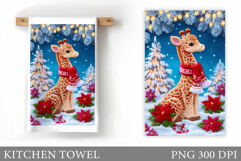 Cute Giraffe Kitchen Towel. Christmas Kitchen Towel Design Product Image 1
