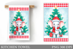 Cute Elephant Kitchen Towel. Christmas Kitchen Towel Design Product Image 1