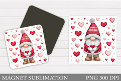 Valentines Gnome Magnet. Valentines Magnet Sublimation Product Image 1