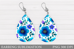 Floral Earring Sublimation. Flowers Earring Design Product Image 1
